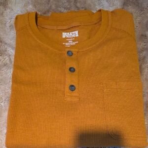 Duluth Trading Co Men's Orange Henley Shirt NWOT